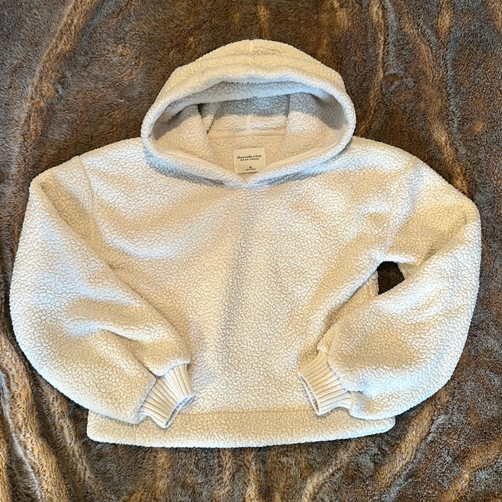 Abercrombie & Fitch Sherpa Teddy Cropped Hoodie XS Soft A&F